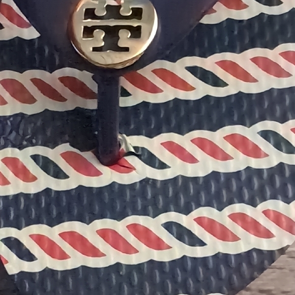 Tory Burch Navy and Red Rope Pattern Sandals - Picture 2 of 6